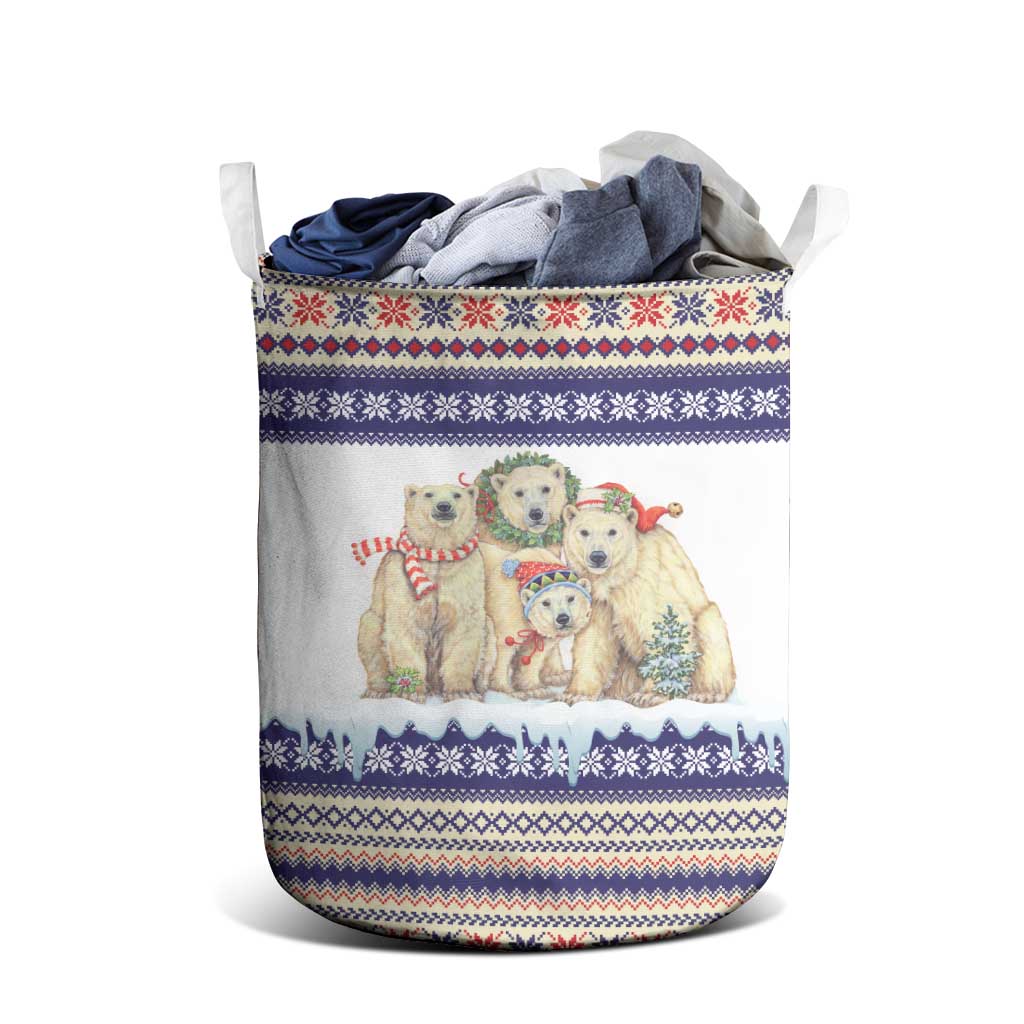 Polar Bears Christma Christmas Laundry Basket Xmas Holiday Patterns - Wonder Print Shop