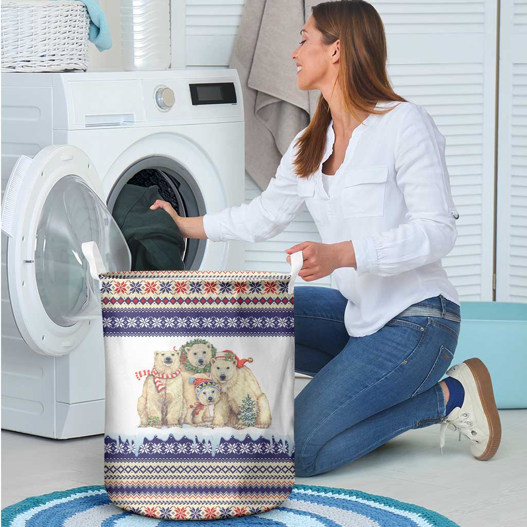Polar Bears Christma Christmas Laundry Basket Xmas Holiday Patterns - Wonder Print Shop