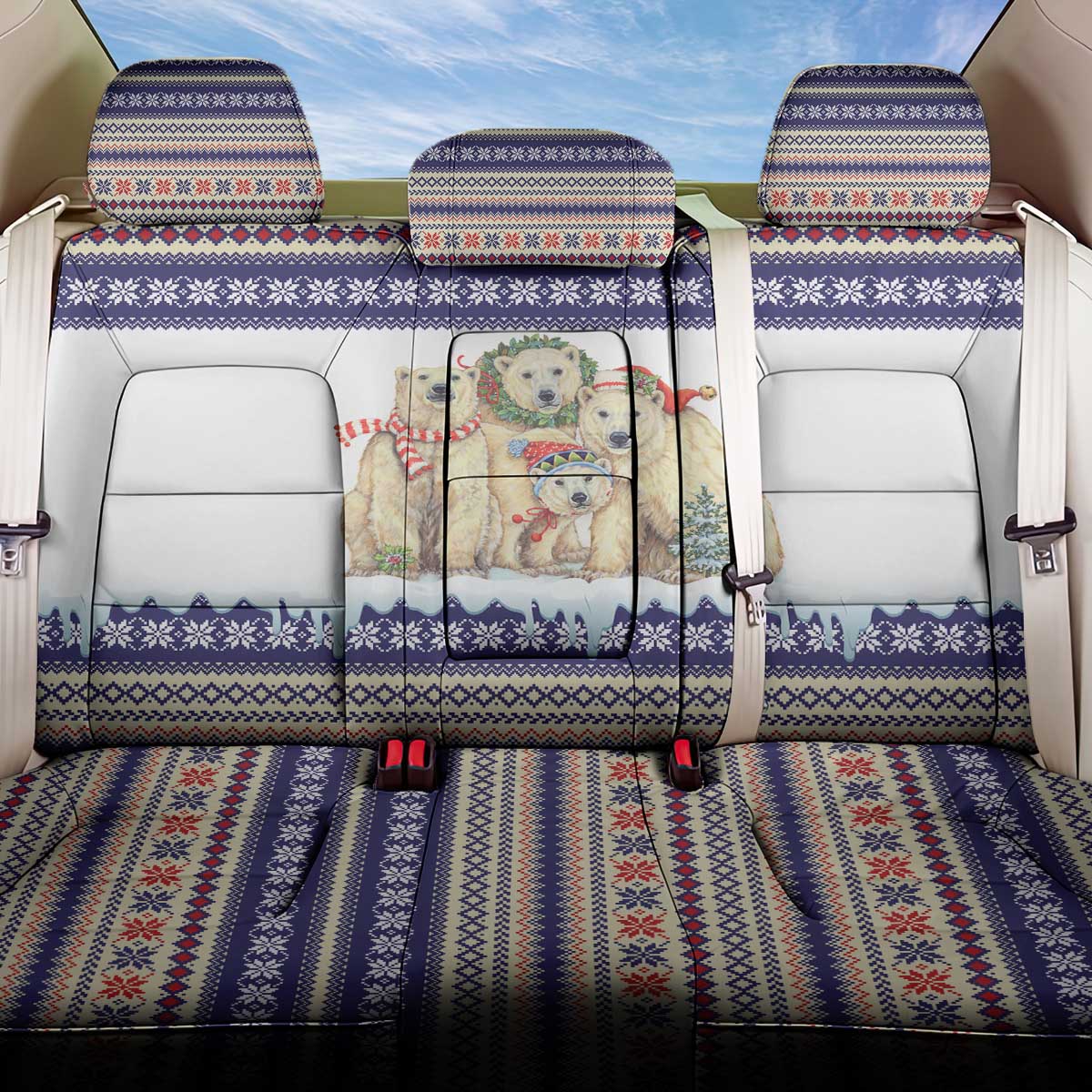 Polar Bears Christma Christmas Back Car Seat Cover Xmas Holiday Patterns - Wonder Print Shop