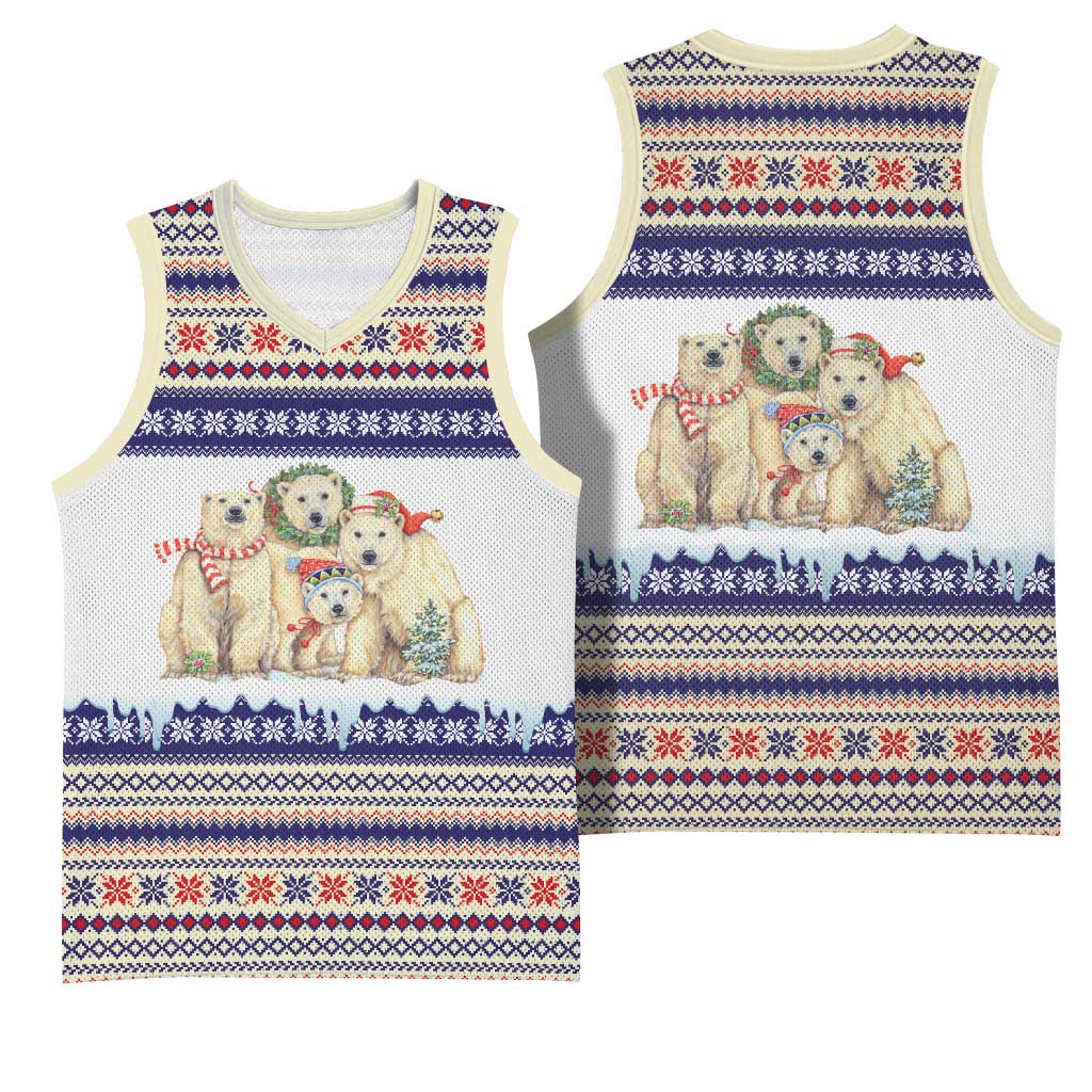 Polar Bears Christma Christmas Basketball Jersey Xmas Holiday Patterns - Wonder Print Shop