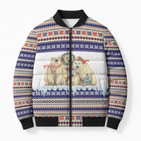 Polar Bears Christma Christmas Bomber Puffer Jacket Xmas Holiday Patterns - Wonder Print Shop