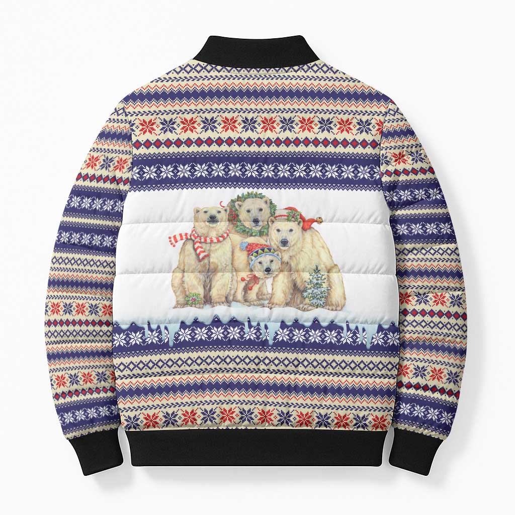 Polar Bears Christma Christmas Bomber Puffer Jacket Xmas Holiday Patterns - Wonder Print Shop