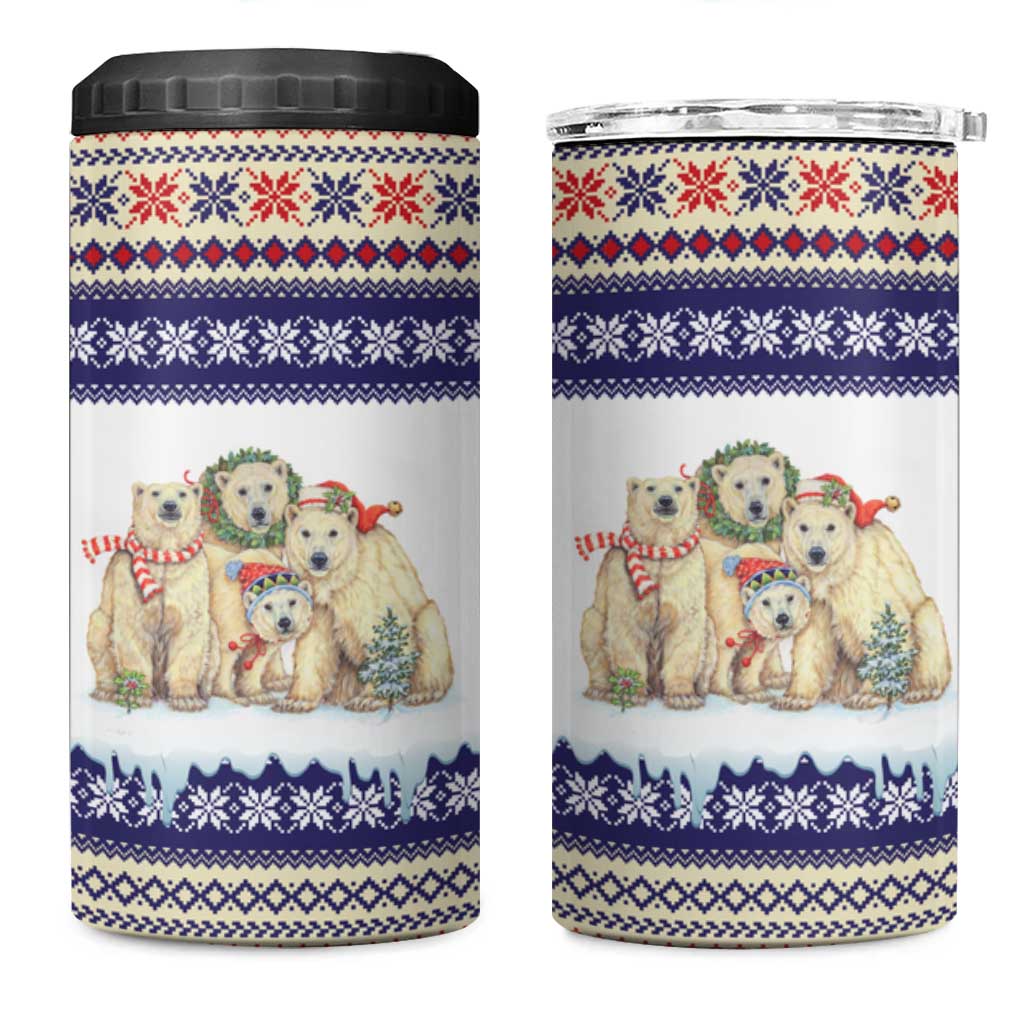 Polar Bears Christma Christmas 4 in 1 Can Cooler Tumbler Xmas Holiday Patterns - Wonder Print Shop
