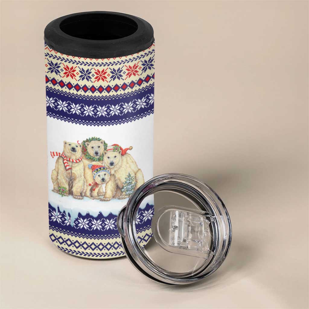 Polar Bears Christma Christmas 4 in 1 Can Cooler Tumbler Xmas Holiday Patterns - Wonder Print Shop