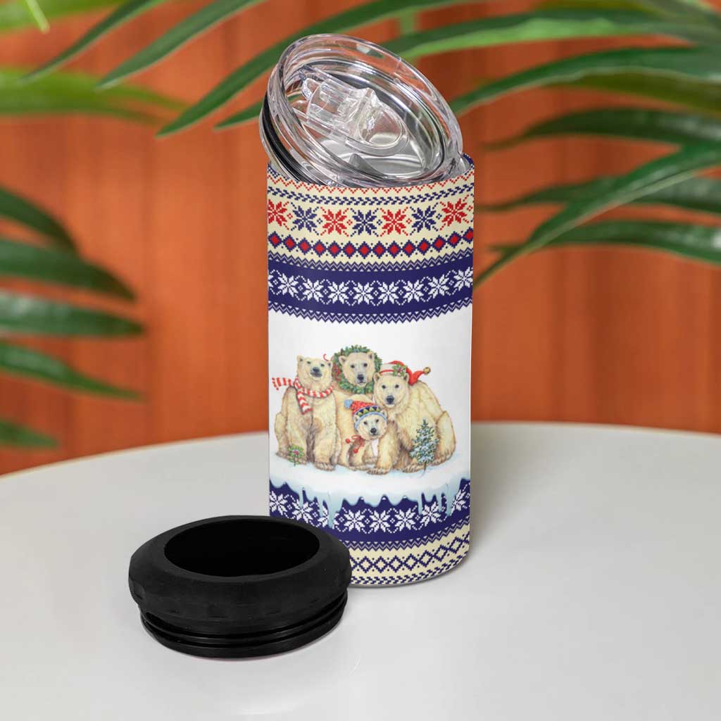 Polar Bears Christma Christmas 4 in 1 Can Cooler Tumbler Xmas Holiday Patterns - Wonder Print Shop