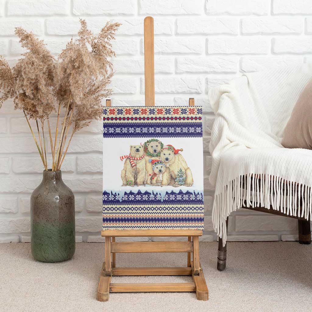 Polar Bears Christma Christmas Canvas Wall Art Xmas Holiday Patterns - Wonder Print Shop