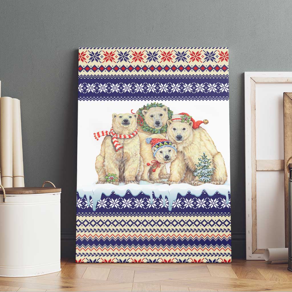 Polar Bears Christma Christmas Canvas Wall Art Xmas Holiday Patterns - Wonder Print Shop