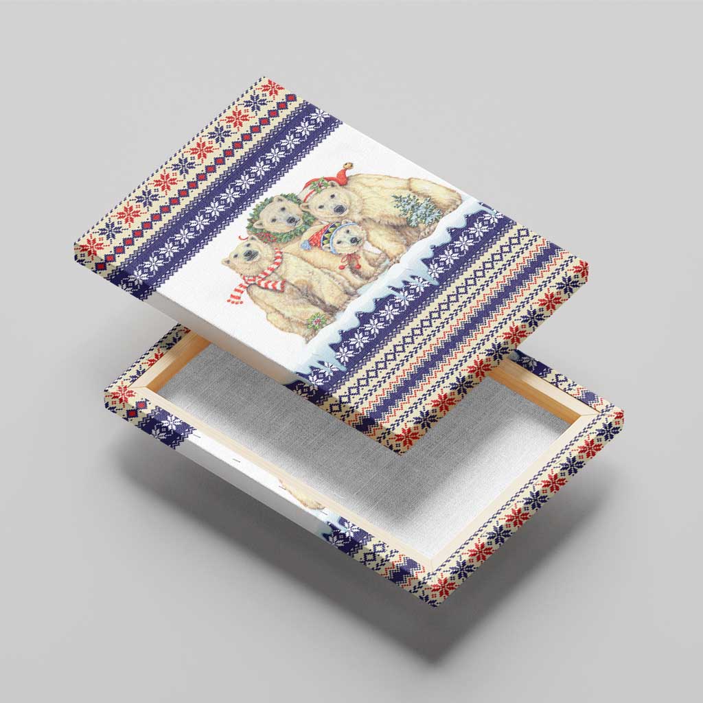 Polar Bears Christma Christmas Canvas Wall Art Xmas Holiday Patterns - Wonder Print Shop