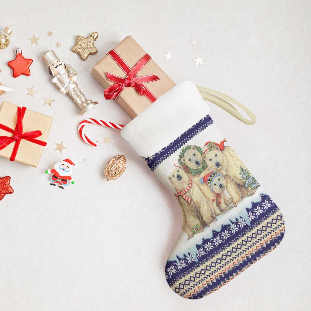 Polar Bears Christma Christmas Stocking Xmas Holiday Patterns - Wonder Print Shop