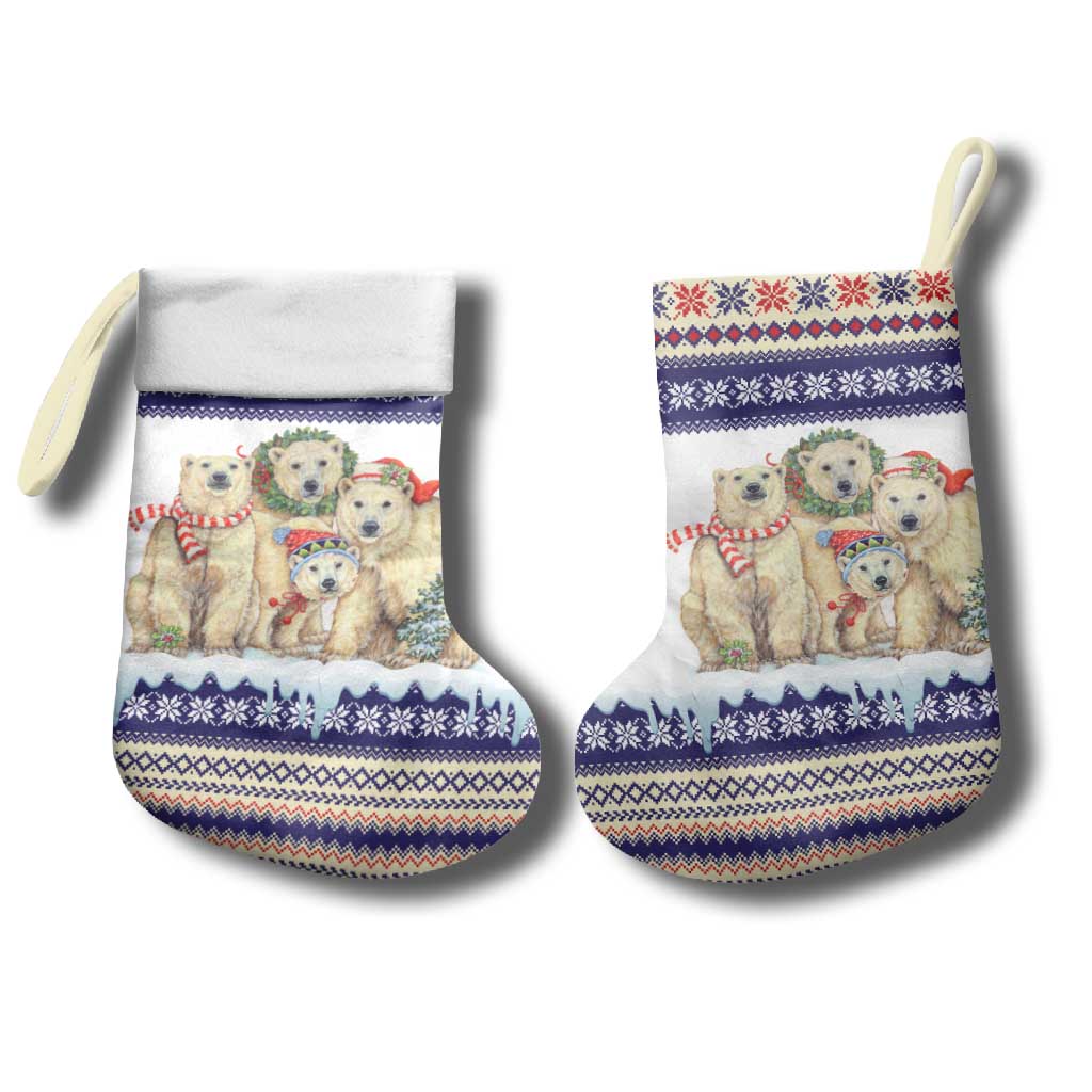 Polar Bears Christma Christmas Stocking Xmas Holiday Patterns - Wonder Print Shop