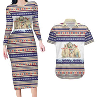 Polar Bears Christma Christmas Couples Matching Long Sleeve Bodycon Dress and Hawaiian Shirt Xmas Holiday Patterns - Wonder Print Shop