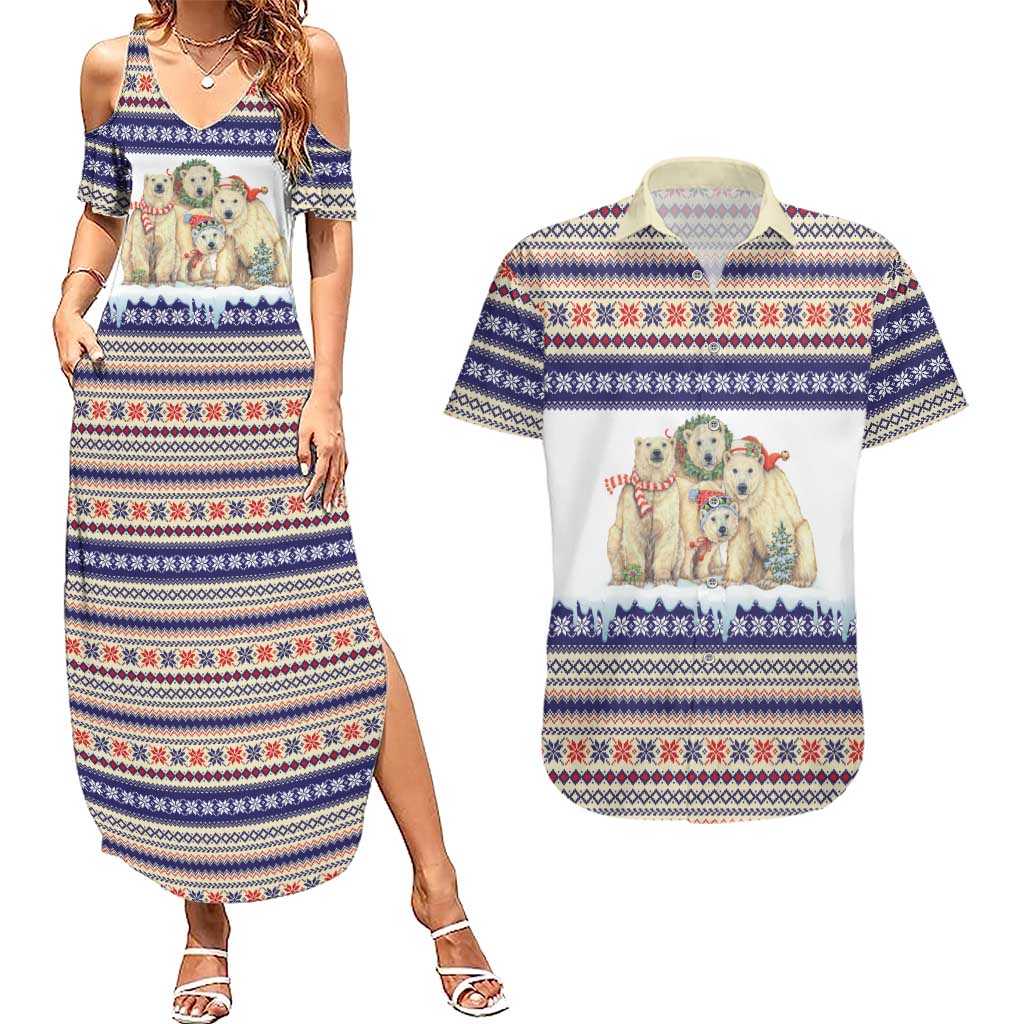 Polar Bears Christma Christmas Couples Matching Summer Maxi Dress and Hawaiian Shirt Xmas Holiday Patterns - Wonder Print Shop