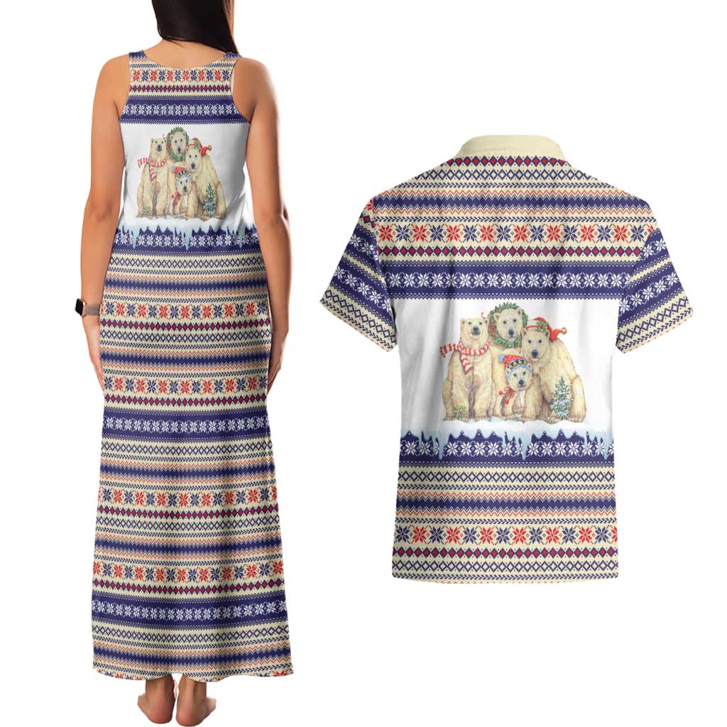 Polar Bears Christma Christmas Couples Matching Tank Maxi Dress and Hawaiian Shirt Xmas Holiday Patterns - Wonder Print Shop