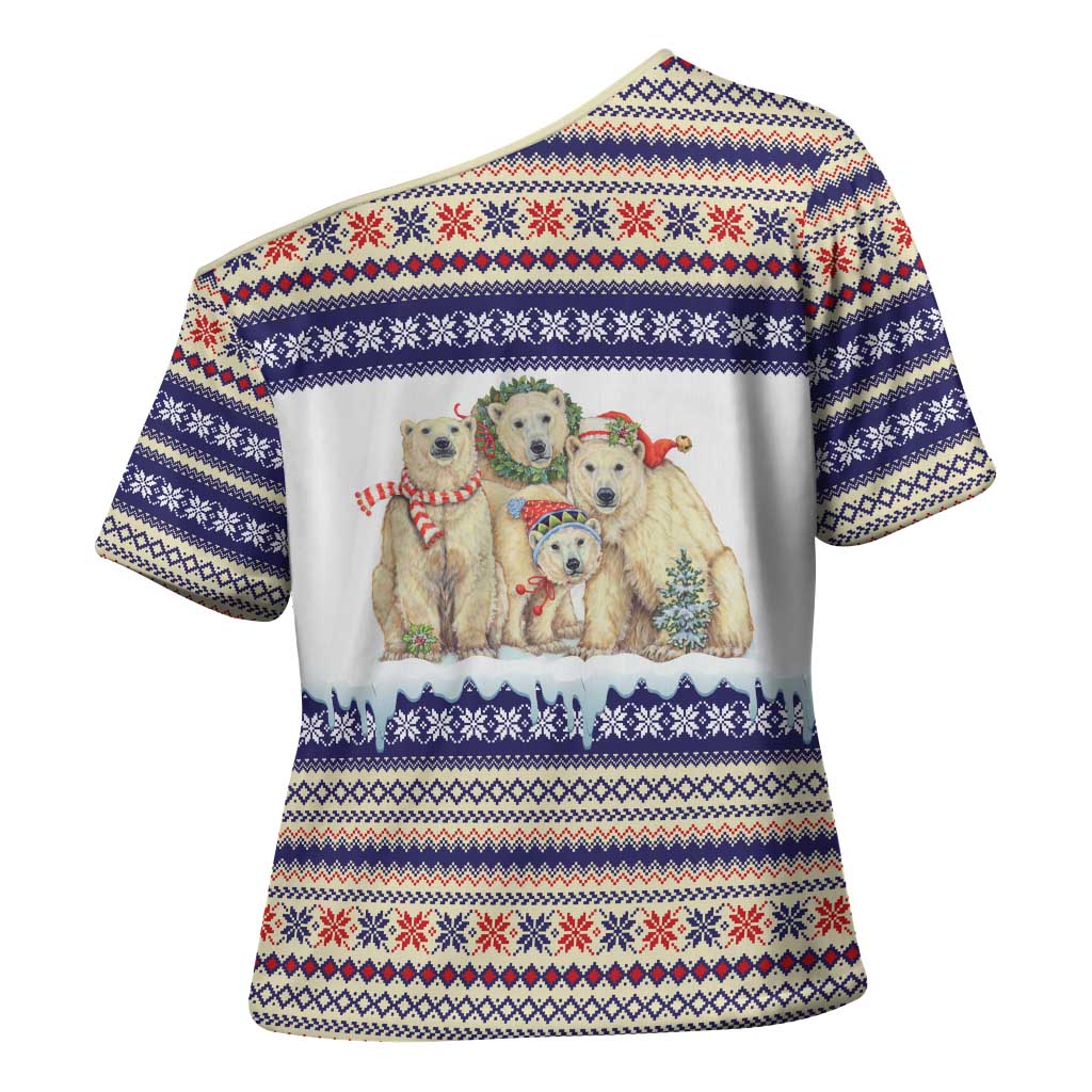 Polar Bears Christma Christmas Cross Shoulder Shirt Xmas Holiday Patterns - Wonder Print Shop