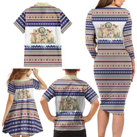 Polar Bears Christma Christmas Family Matching Long Sleeve Bodycon Dress and Hawaiian Shirt Xmas Holiday Patterns - Wonder Print Shop