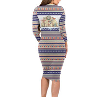 Polar Bears Christma Christmas Family Matching Long Sleeve Bodycon Dress and Hawaiian Shirt Xmas Holiday Patterns - Wonder Print Shop