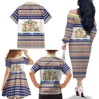 Polar Bears Christma Christmas Family Matching Off The Shoulder Long Sleeve Dress and Hawaiian Shirt Xmas Holiday Patterns - Wonder Print Shop