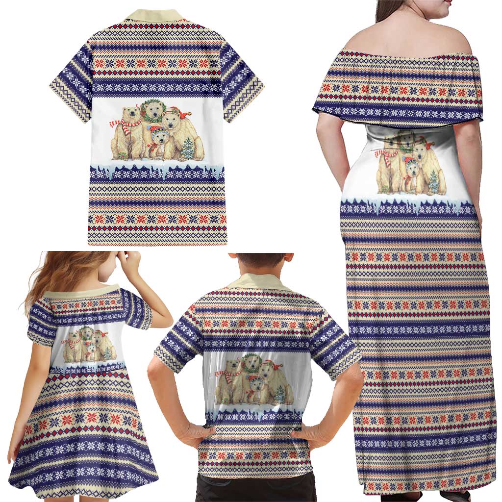 Polar Bears Christma Christmas Family Matching Off Shoulder Maxi Dress and Hawaiian Shirt Xmas Holiday Patterns - Wonder Print Shop