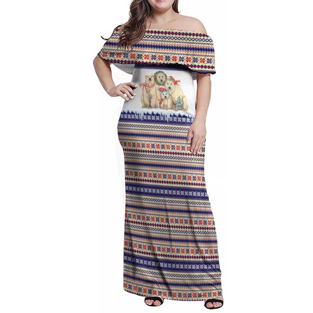Polar Bears Christma Christmas Family Matching Off Shoulder Maxi Dress and Hawaiian Shirt Xmas Holiday Patterns - Wonder Print Shop