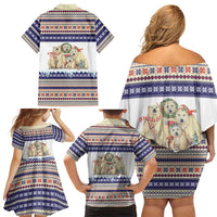 Polar Bears Christma Christmas Family Matching Off Shoulder Short Dress and Hawaiian Shirt Xmas Holiday Patterns - Wonder Print Shop