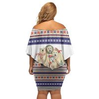 Polar Bears Christma Christmas Family Matching Off Shoulder Short Dress and Hawaiian Shirt Xmas Holiday Patterns - Wonder Print Shop