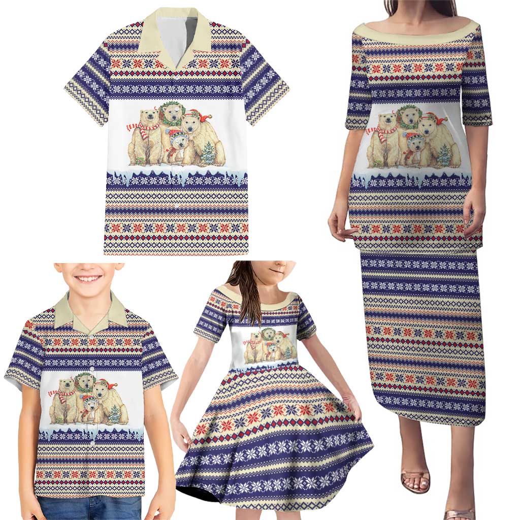 Polar Bears Christma Christmas Family Matching Puletasi and Hawaiian Shirt Xmas Holiday Patterns - Wonder Print Shop