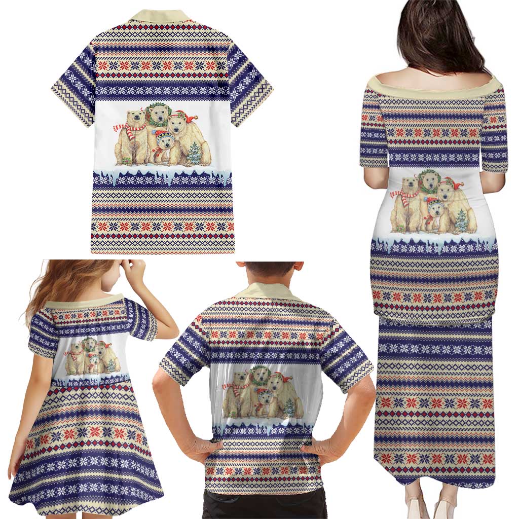 Polar Bears Christma Christmas Family Matching Puletasi and Hawaiian Shirt Xmas Holiday Patterns - Wonder Print Shop