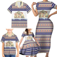 Polar Bears Christma Christmas Family Matching Short Sleeve Bodycon Dress and Hawaiian Shirt Xmas Holiday Patterns - Wonder Print Shop