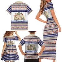 Polar Bears Christma Christmas Family Matching Short Sleeve Bodycon Dress and Hawaiian Shirt Xmas Holiday Patterns - Wonder Print Shop