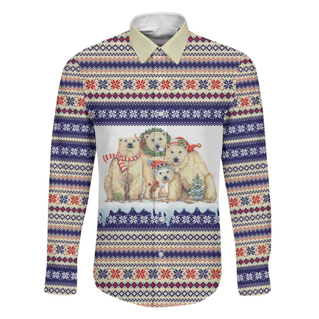 Polar Bears Christma Christmas Family Matching Short Sleeve Bodycon Dress and Hawaiian Shirt Xmas Holiday Patterns - Wonder Print Shop