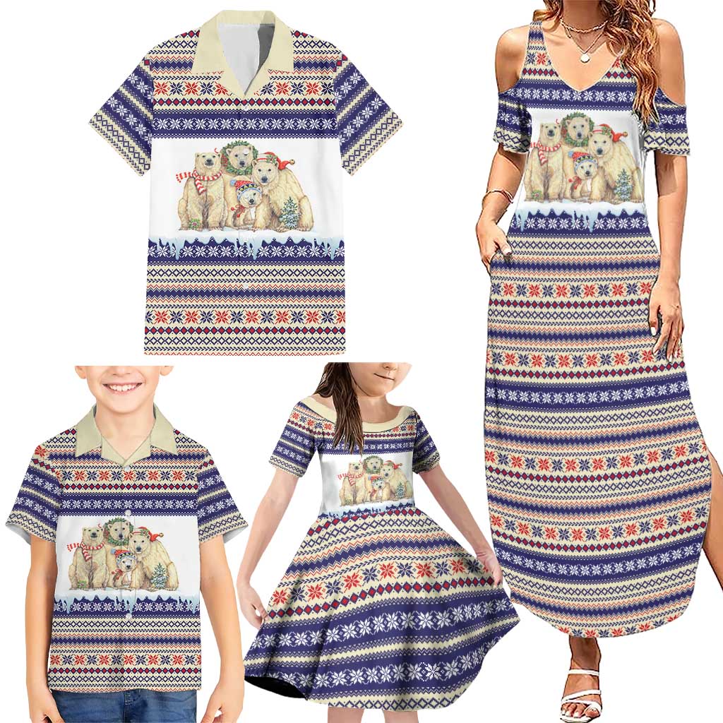 Polar Bears Christma Christmas Family Matching Summer Maxi Dress and Hawaiian Shirt Xmas Holiday Patterns - Wonder Print Shop