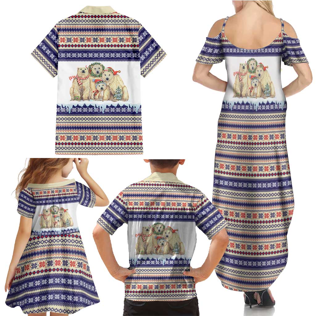 Polar Bears Christma Christmas Family Matching Summer Maxi Dress and Hawaiian Shirt Xmas Holiday Patterns - Wonder Print Shop