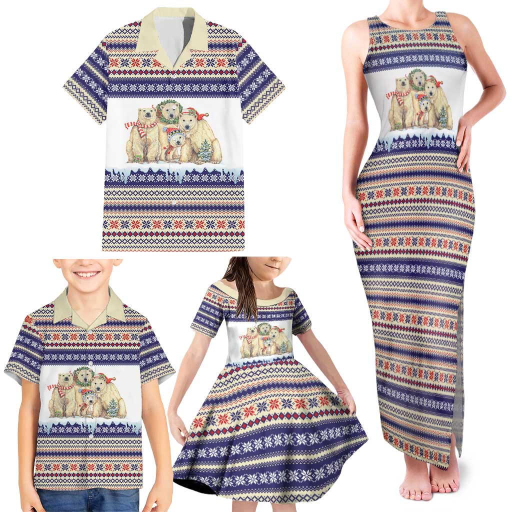 Polar Bears Christma Christmas Family Matching Tank Maxi Dress and Hawaiian Shirt Xmas Holiday Patterns - Wonder Print Shop