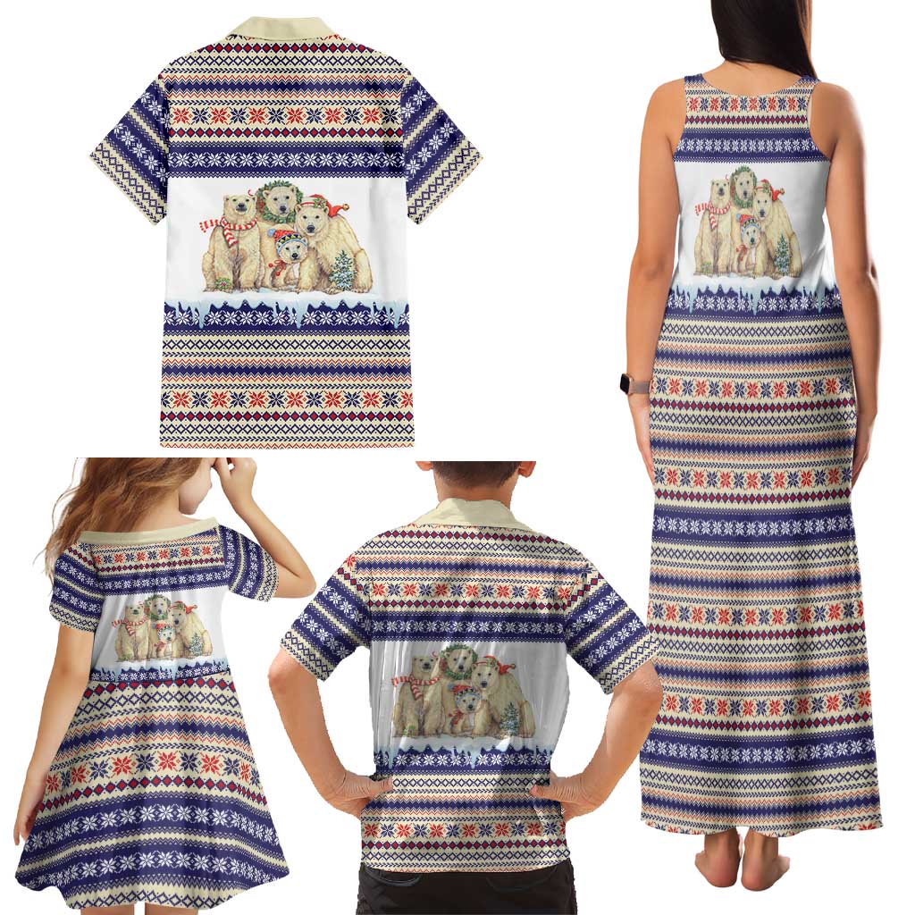 Polar Bears Christma Christmas Family Matching Tank Maxi Dress and Hawaiian Shirt Xmas Holiday Patterns - Wonder Print Shop