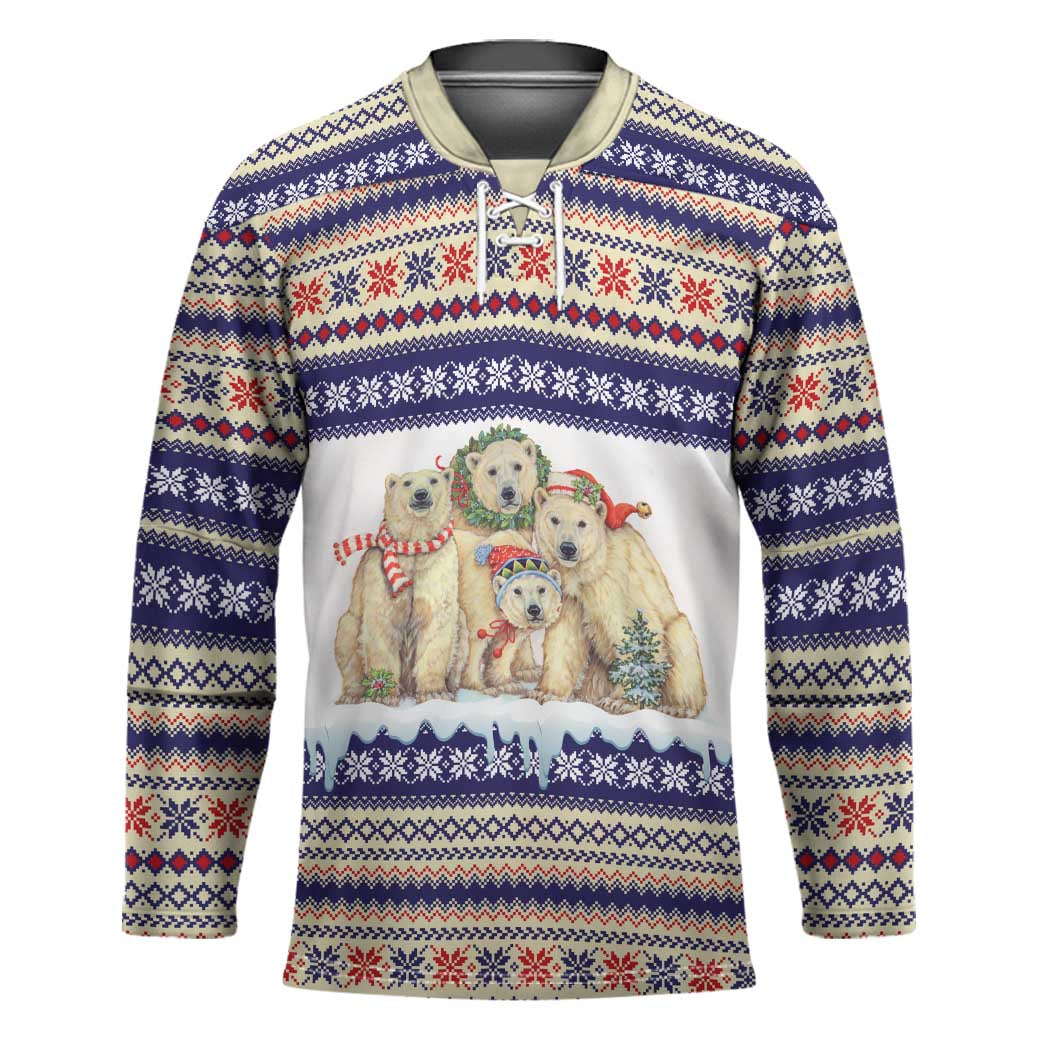 Polar Bears Christma Christmas Hockey Jersey Xmas Holiday Patterns - Wonder Print Shop