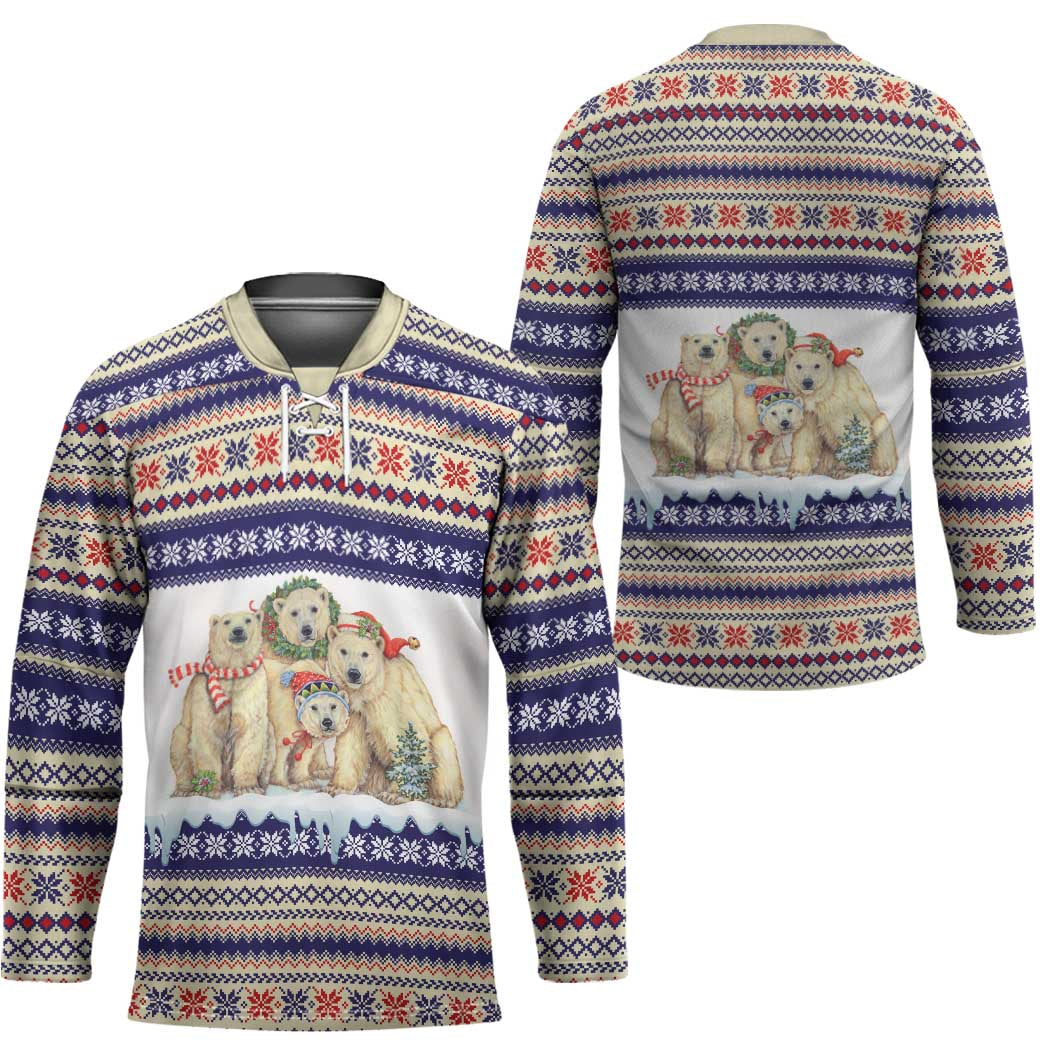 Polar Bears Christma Christmas Hockey Jersey Xmas Holiday Patterns - Wonder Print Shop