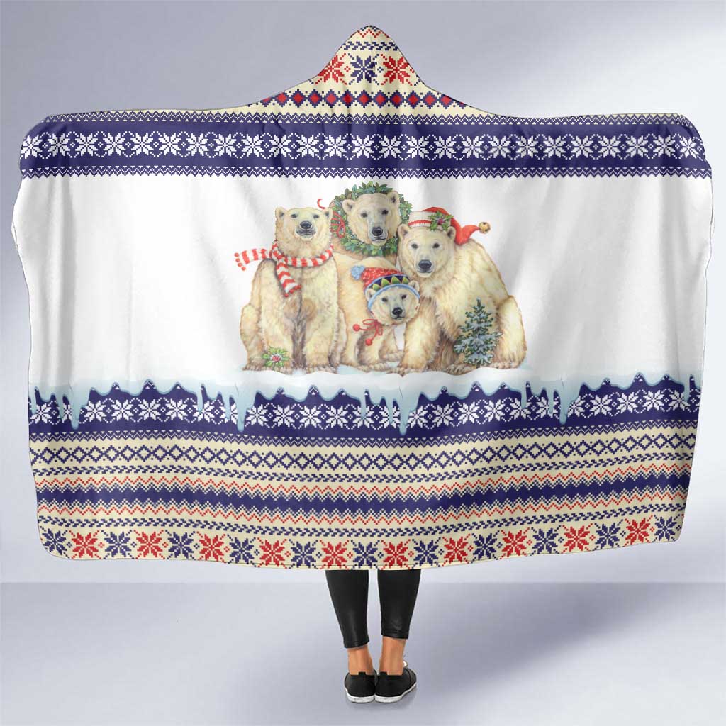 Polar Bears Christma Christmas Hooded Blanket Xmas Holiday Patterns - Wonder Print Shop