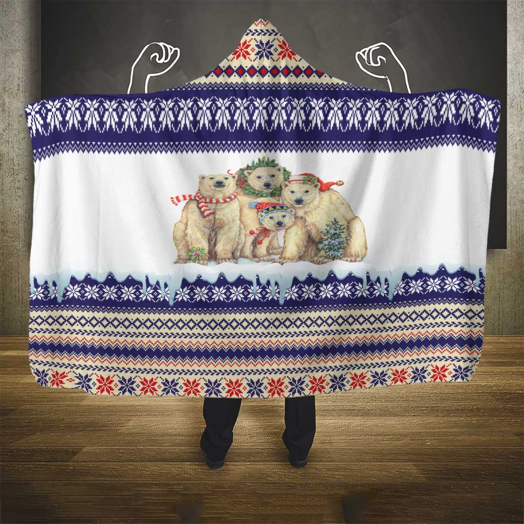 Polar Bears Christma Christmas Hooded Blanket Xmas Holiday Patterns - Wonder Print Shop