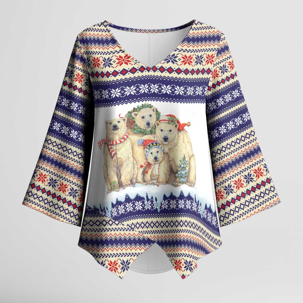 Polar Bears Christma Christmas Kimono Sleeve Blouse Xmas Holiday Patterns - Wonder Print Shop