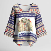 Polar Bears Christma Christmas Kimono Sleeve Blouse Xmas Holiday Patterns - Wonder Print Shop