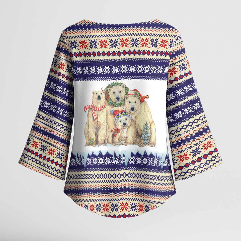Polar Bears Christma Christmas Kimono Sleeve Blouse Xmas Holiday Patterns - Wonder Print Shop