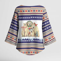 Polar Bears Christma Christmas Kimono Sleeve Blouse Xmas Holiday Patterns - Wonder Print Shop