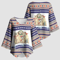 Polar Bears Christma Christmas Kimono Sleeve Blouse Xmas Holiday Patterns - Wonder Print Shop
