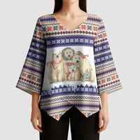 Polar Bears Christma Christmas Kimono Sleeve Blouse Xmas Holiday Patterns - Wonder Print Shop
