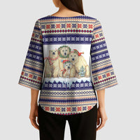 Polar Bears Christma Christmas Kimono Sleeve Blouse Xmas Holiday Patterns - Wonder Print Shop