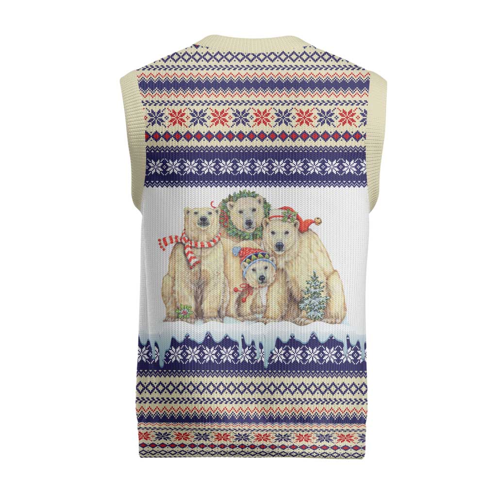Polar Bears Christma Christmas Knitted V-Neck Vest Xmas Holiday Patterns - Wonder Print Shop