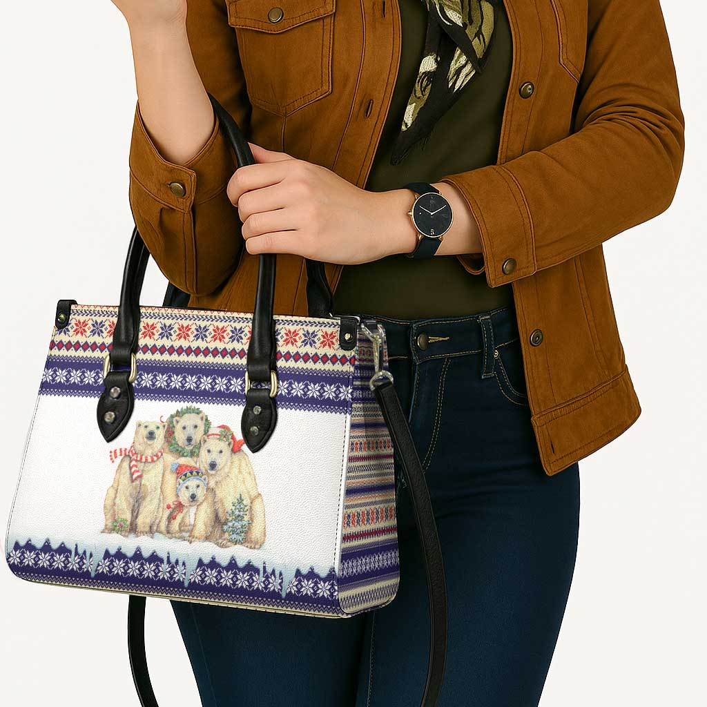 Polar Bears Christma Christmas Leather Bag Xmas Holiday Patterns - Wonder Print Shop