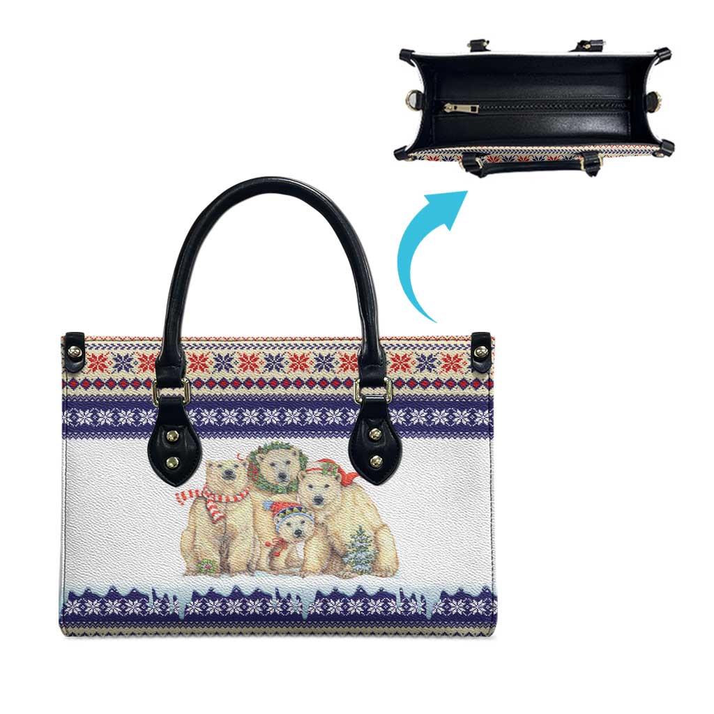 Polar Bears Christma Christmas Leather Bag Xmas Holiday Patterns - Wonder Print Shop