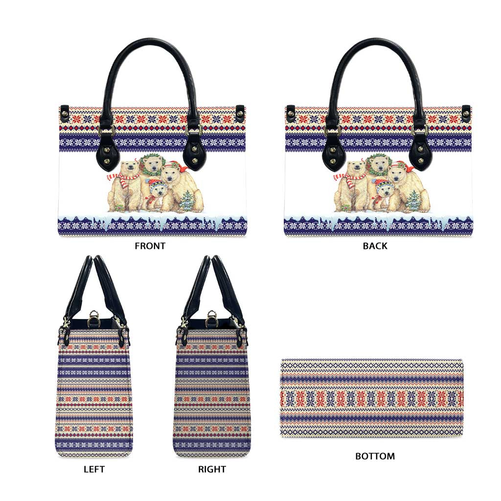 Polar Bears Christma Christmas Leather Bag Xmas Holiday Patterns - Wonder Print Shop