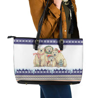 Polar Bears Christma Christmas Leather Tote Bag Xmas Holiday Patterns - Wonder Print Shop